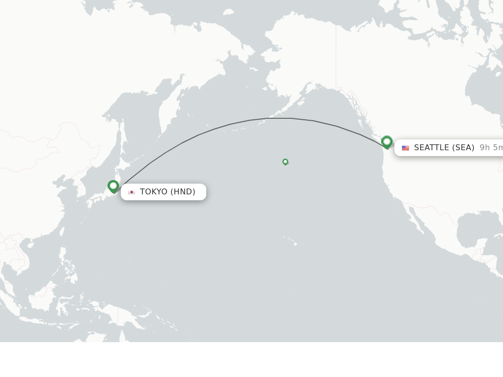 Flights from Tokyo to Seattle route map