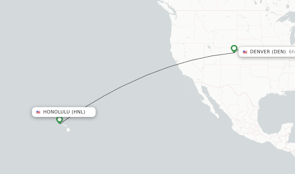 Flights from Honolulu to Denver route map