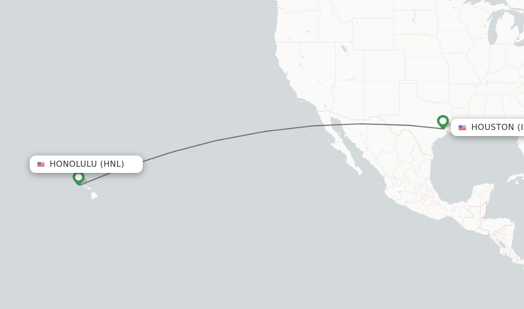 Flights from Honolulu to Houston route map