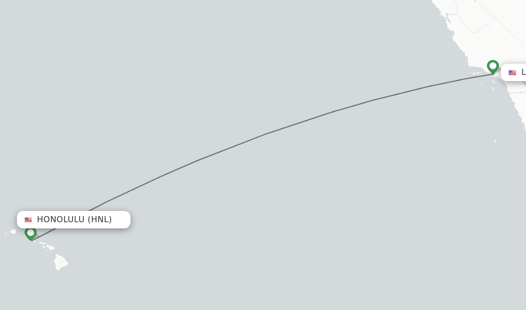 Flights from Honolulu to Los Angeles route map