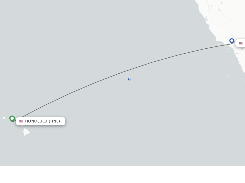 Flights from Honolulu to Ontario route map