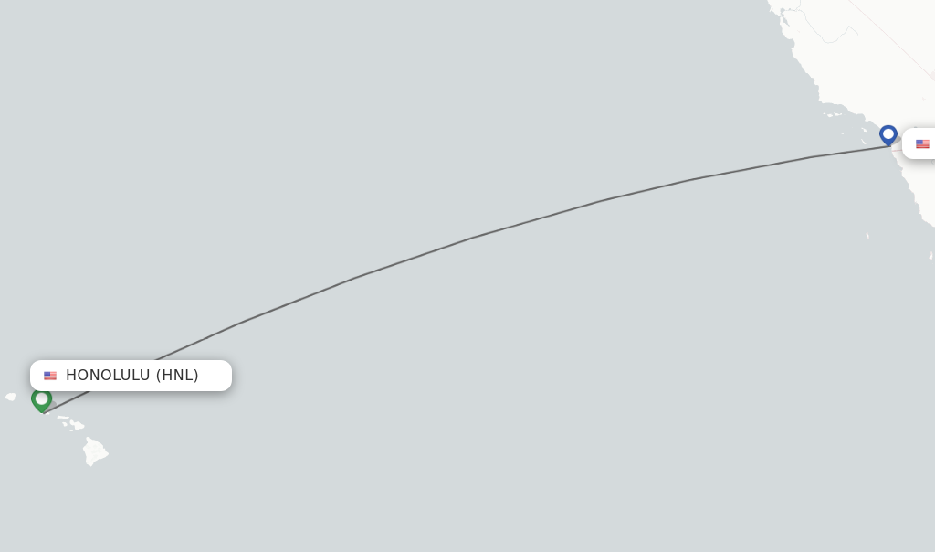 Flights from Honolulu to San Diego route map