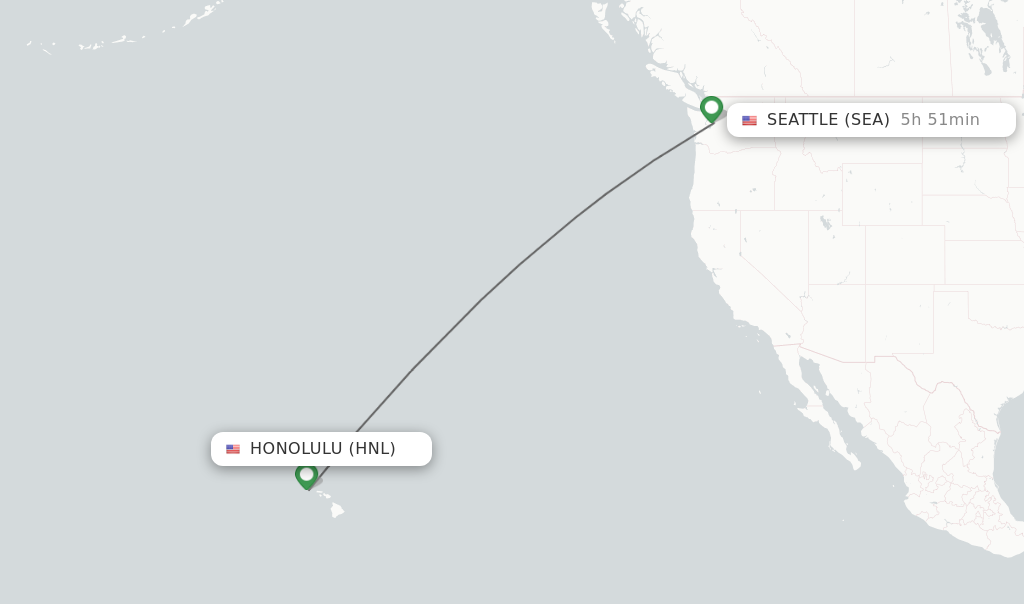 Flights from Honolulu to Seattle route map