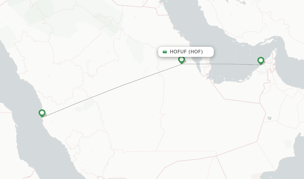 Flights from Hofuf to Riyadh route map