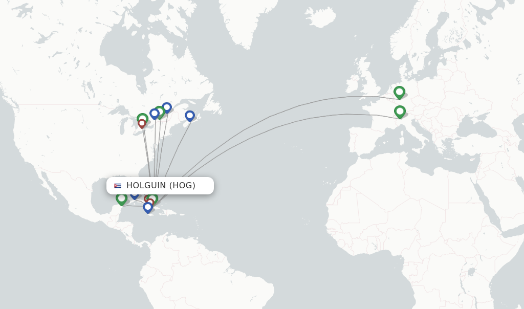 Flights from Holguin to Nassau route map