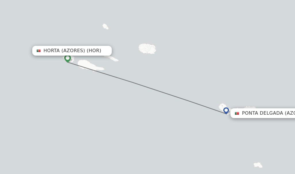 Flights from Horta (Azores) to Ponta Delgada (Azores) route map