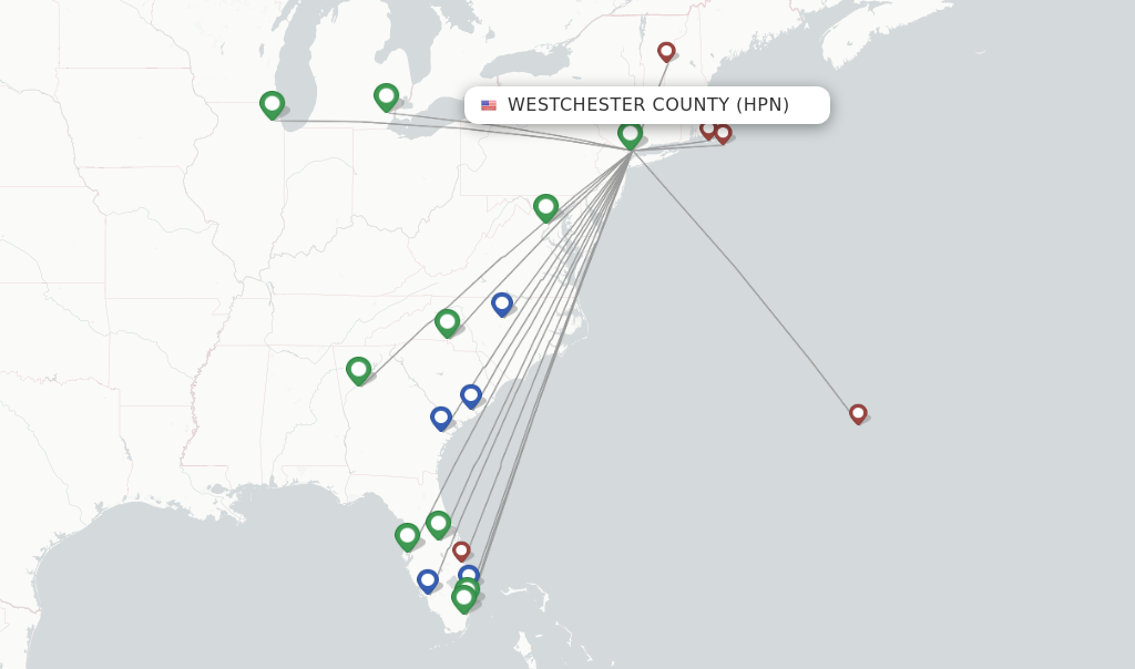 Flights from Westchester County to Myrtle Beach route map