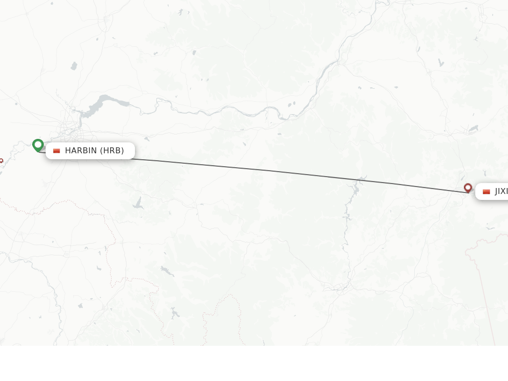 Flights from Harbin to Jixi route map