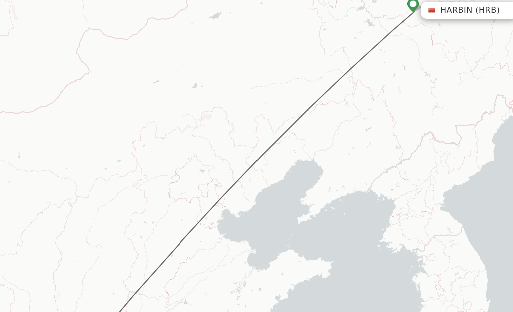 Flights from Harbin to Luoyang route map