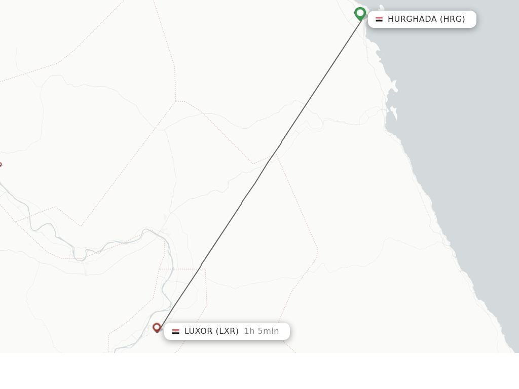 Flights from Hurghada to Luxor route map