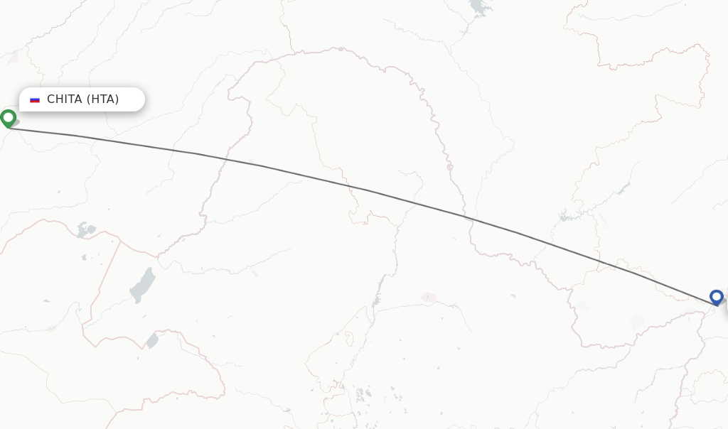 Flights from Chita to Khabarovsk route map