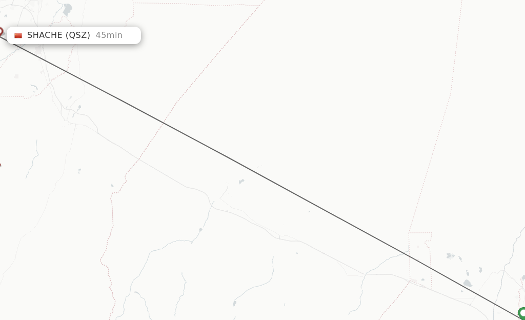 Flights from Hotan to Shache route map