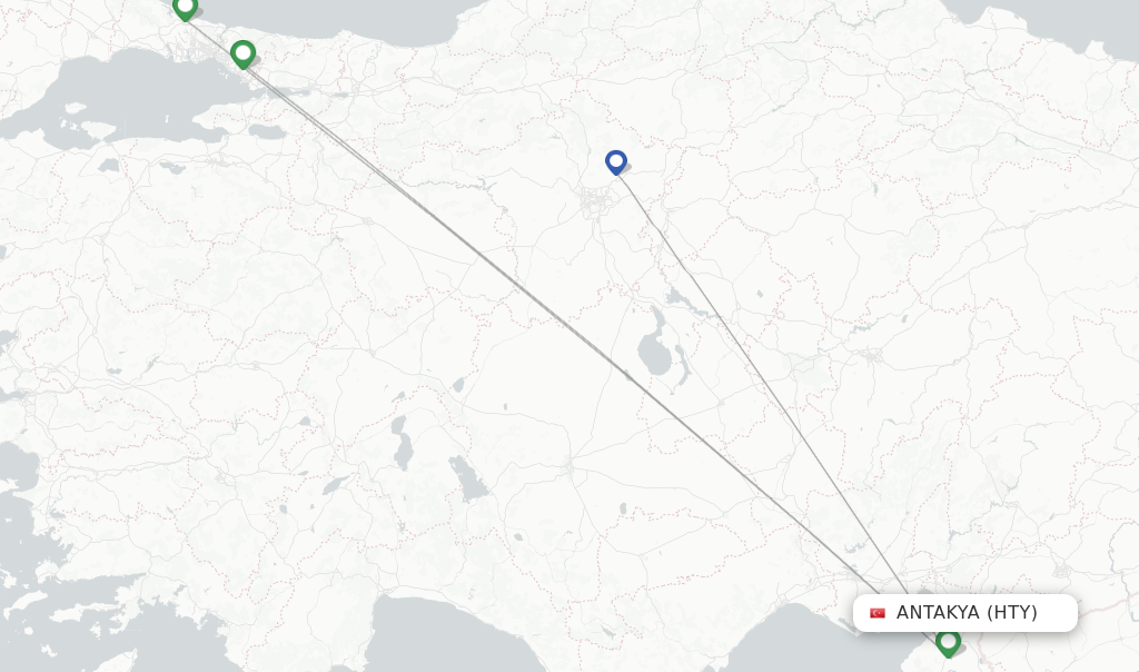 Antakya flight map