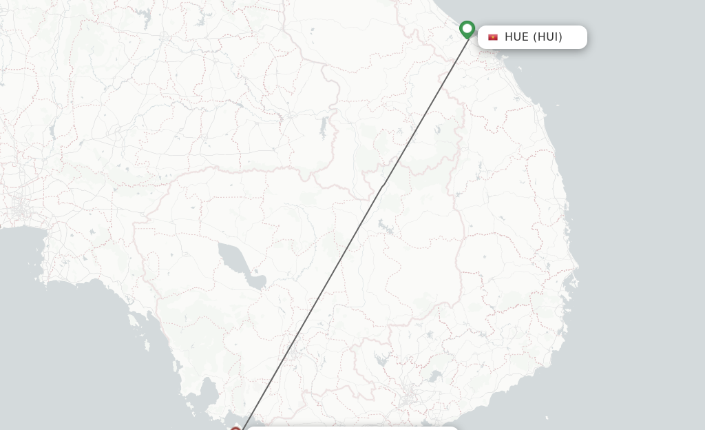 Flights from Hue to Phu Quoc route map