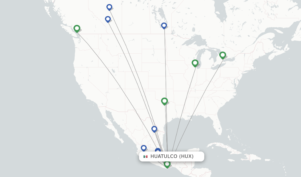 Flights from Huatulco to Guatemala City route map