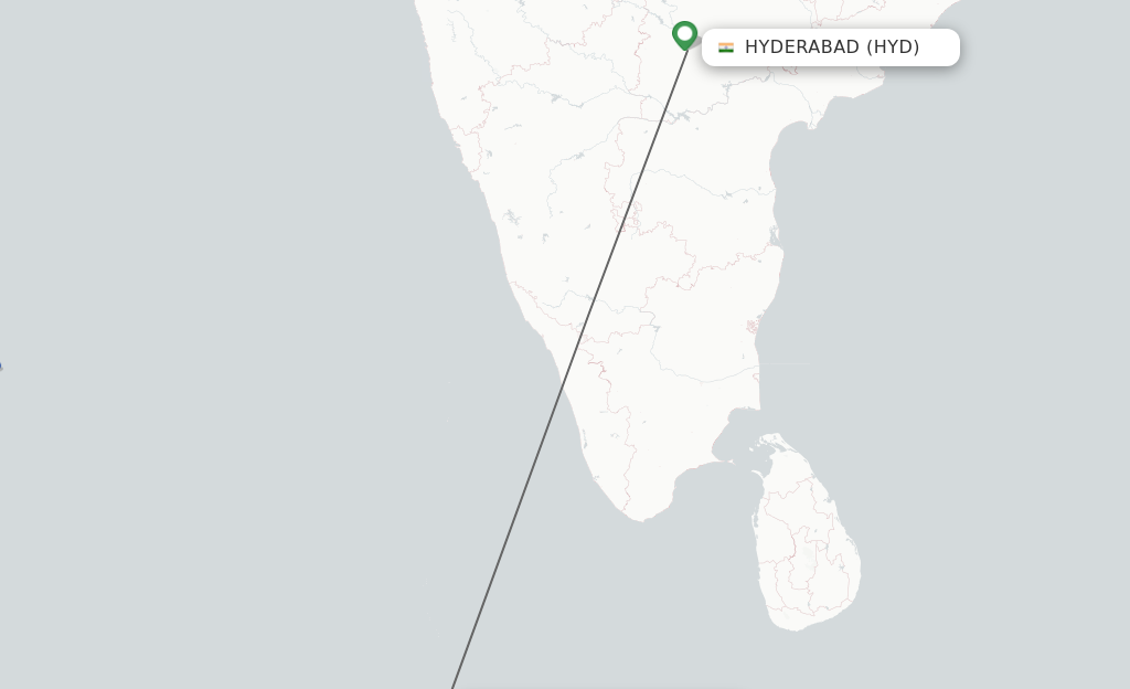 Flights from Hyderabad to Male route map