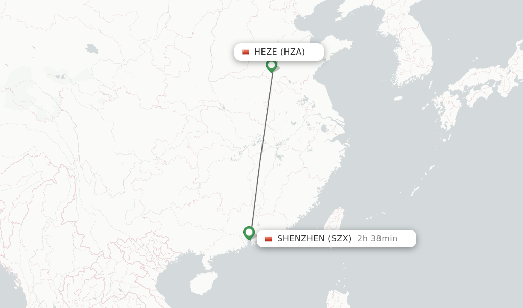 Flights from Heze to Shenzhen route map