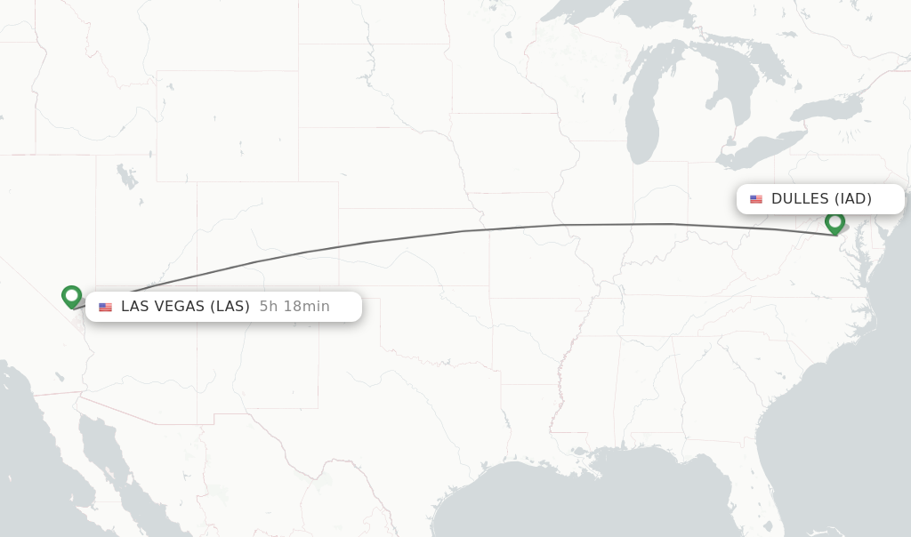 Flights from Dulles to Las Vegas route map
