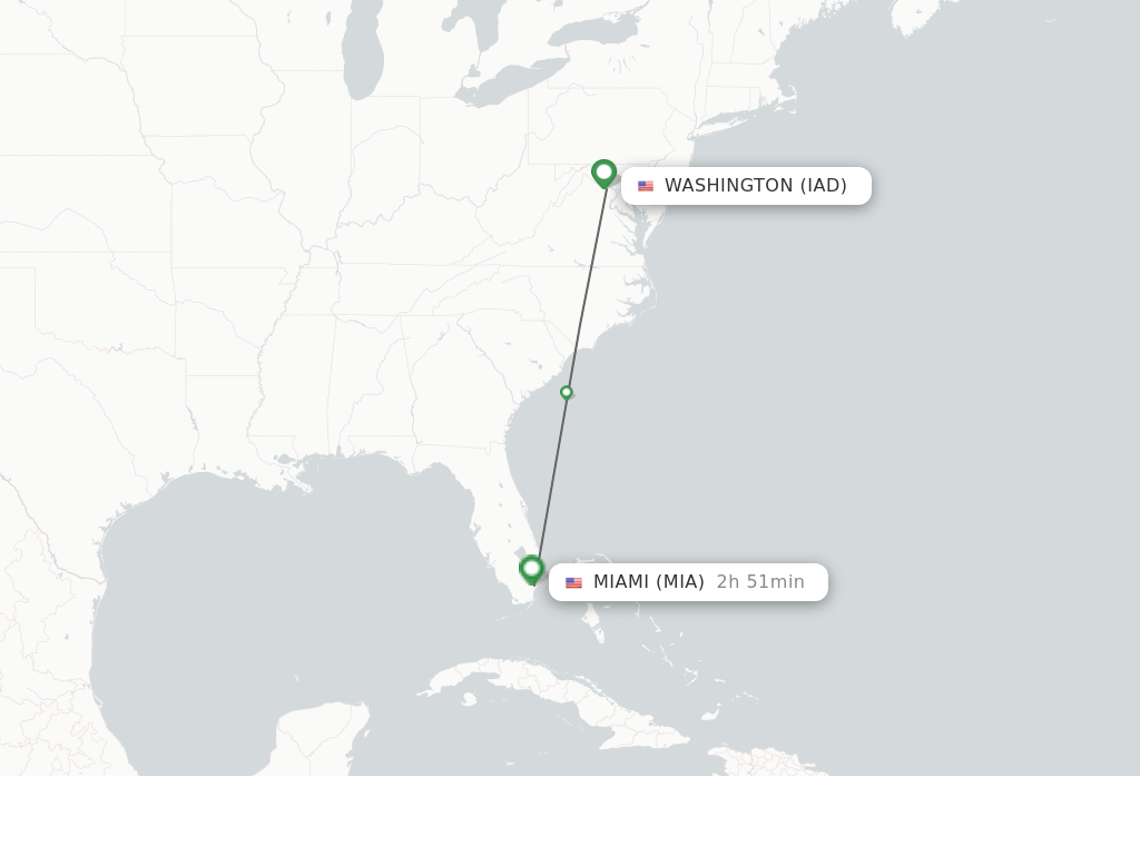 Flights from Dulles to Miami route map
