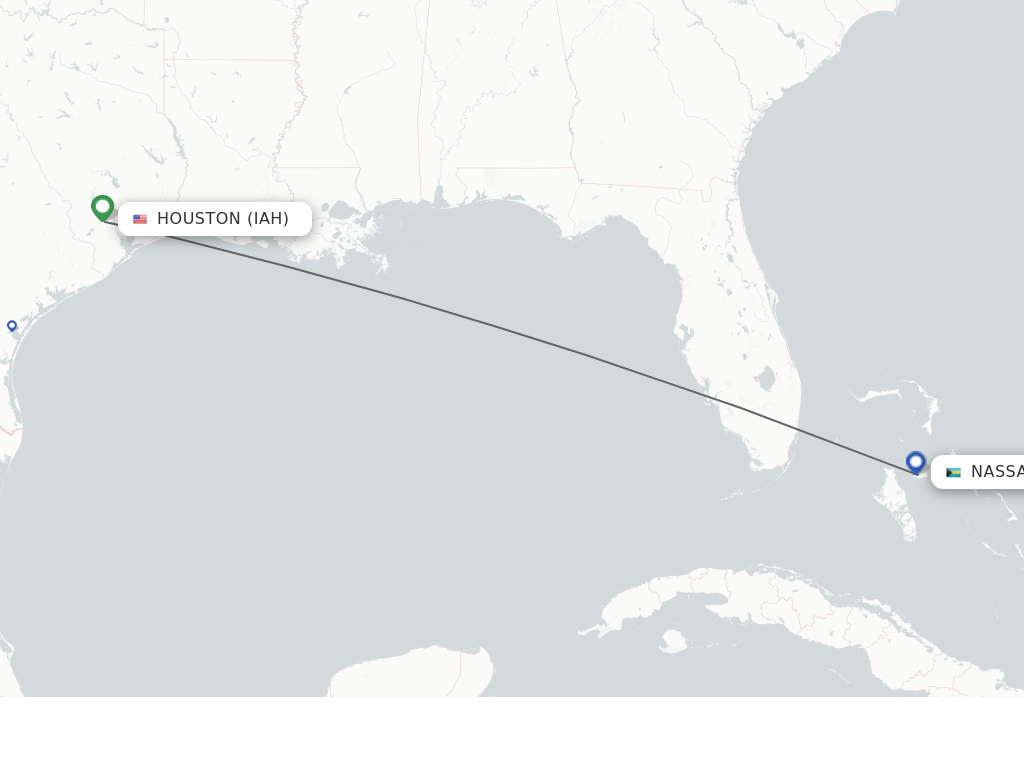Flights from Houston to Nassau route map