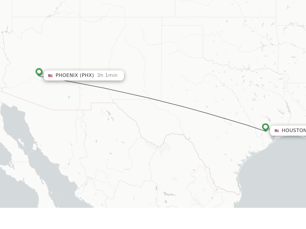 Flights from Houston to Phoenix route map