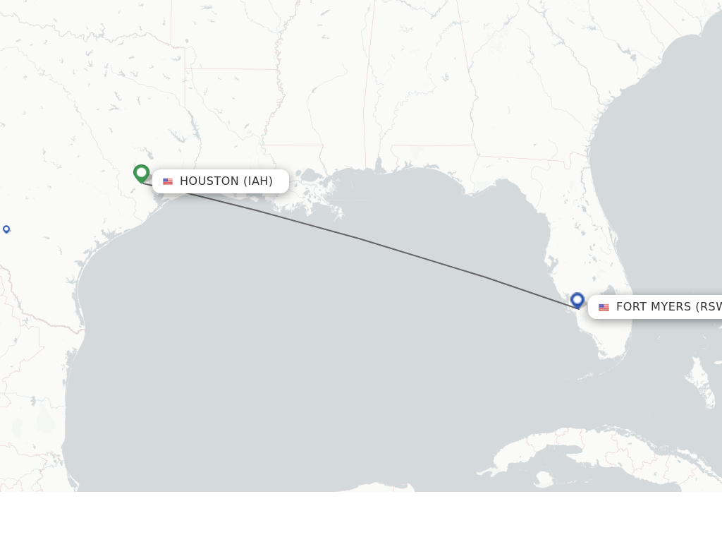 Flights from Houston to Fort Myers route map