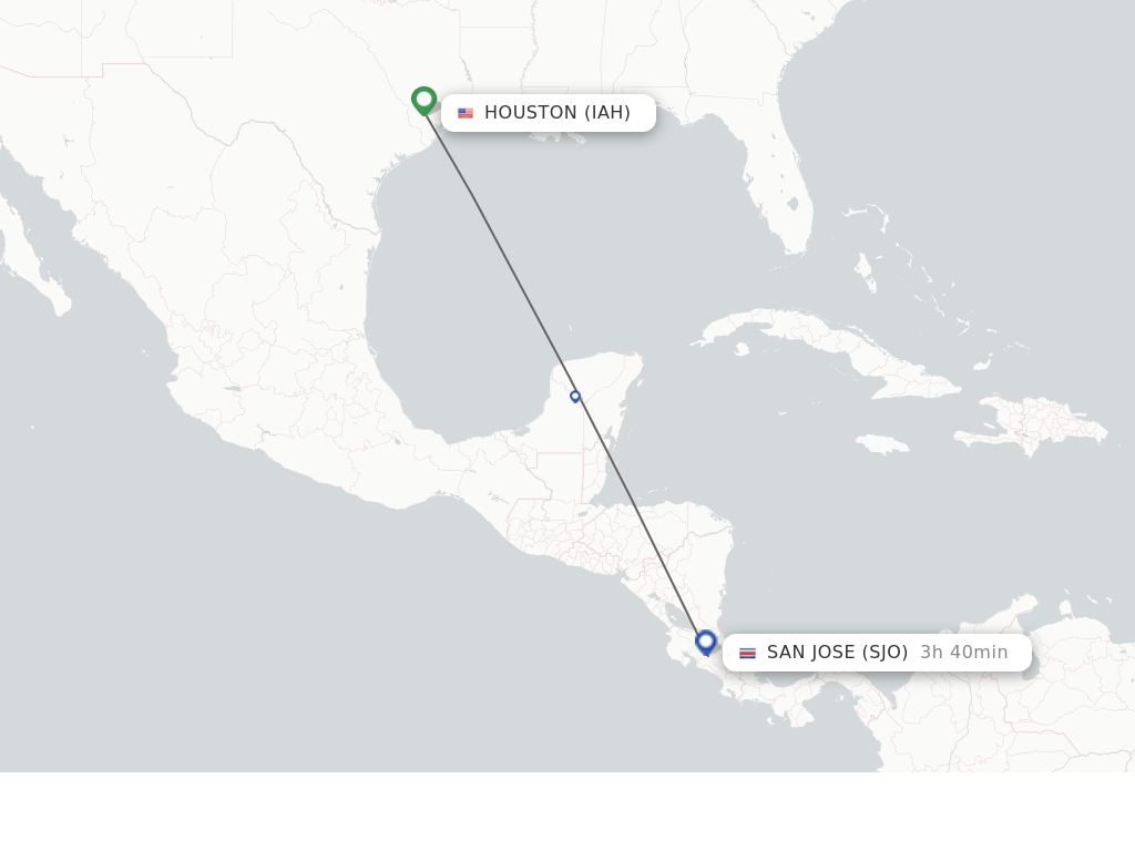 Flights from Houston to San Jose route map