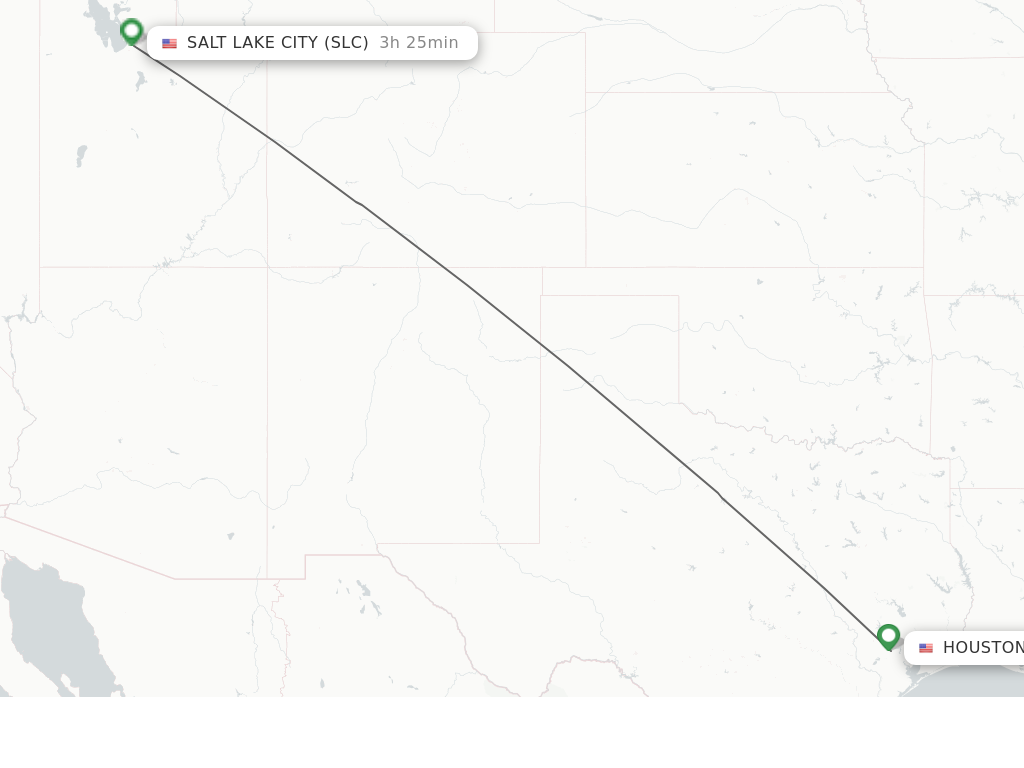 Flights from Houston to Salt Lake City route map