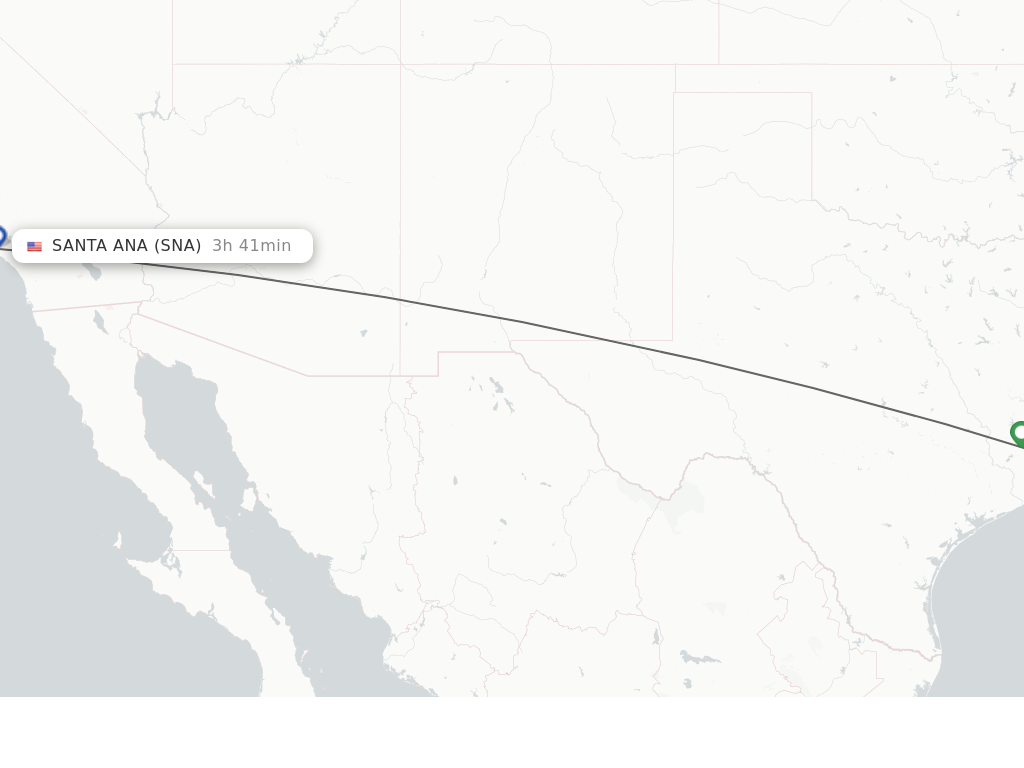 Flights from Houston to Santa Ana route map