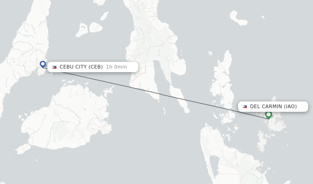 Flights from Del Carmin to Cebu City route map