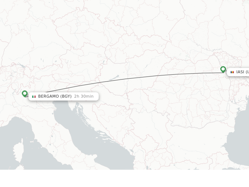 Flights from Iasi to Milan route map