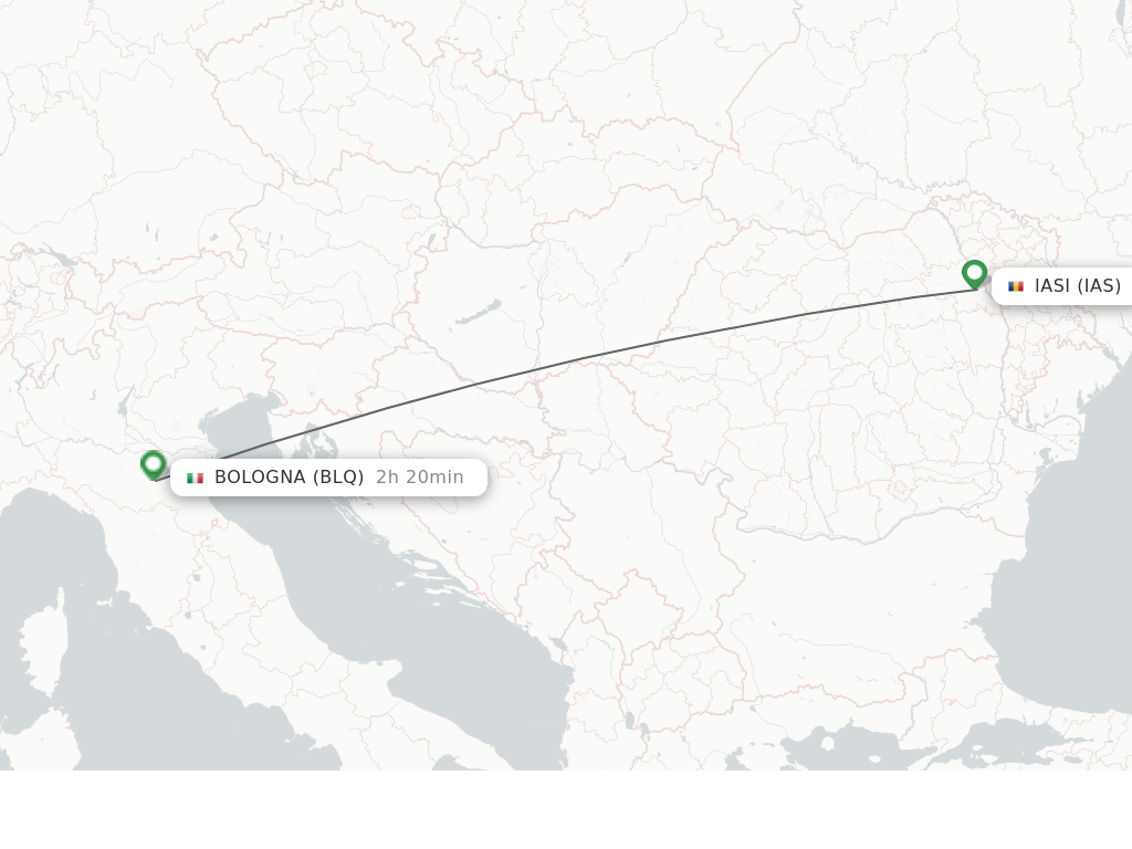 Flights from Iasi to Bologna route map