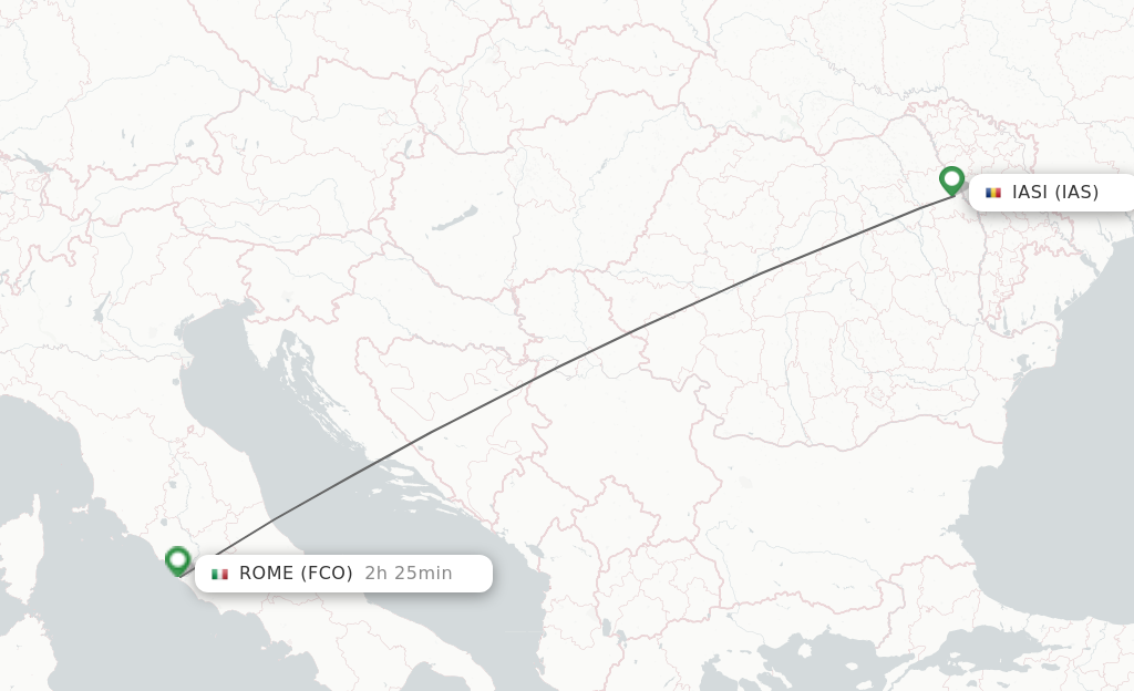 Flights from Iasi to Rome route map