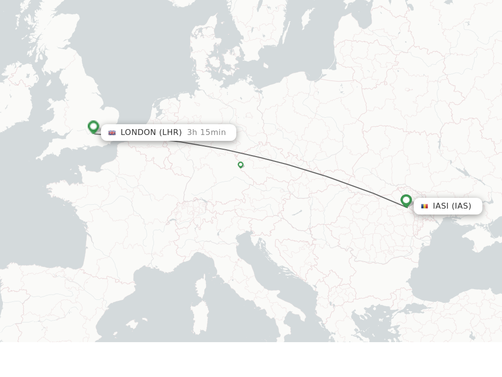 Flights from Iasi to London route map