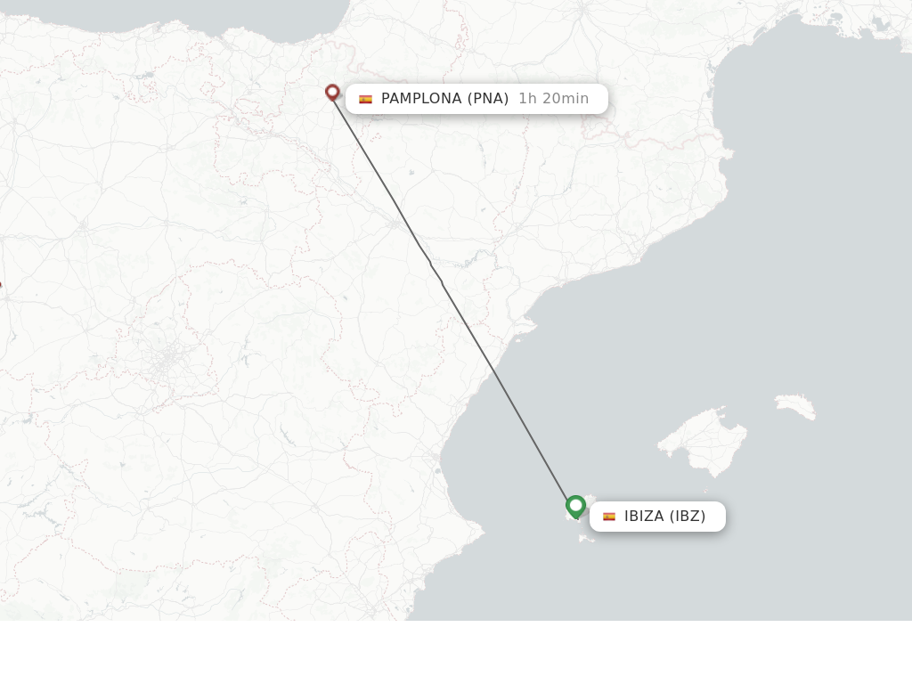 Flights from Ibiza to Pamplona route map