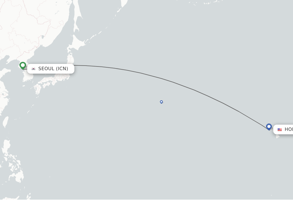 Flights from Seoul to Honolulu route map