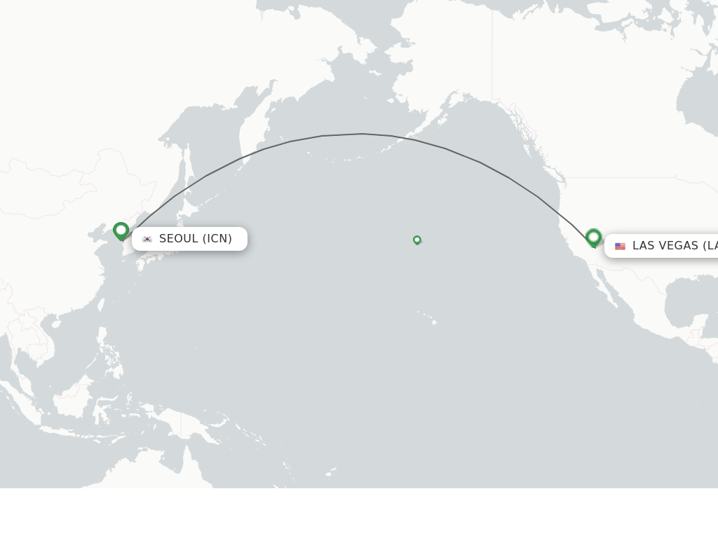 Flights from Seoul to Las Vegas route map