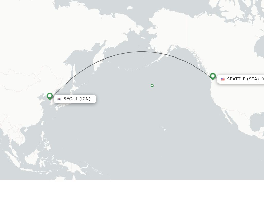 Flights from Seoul to Seattle route map