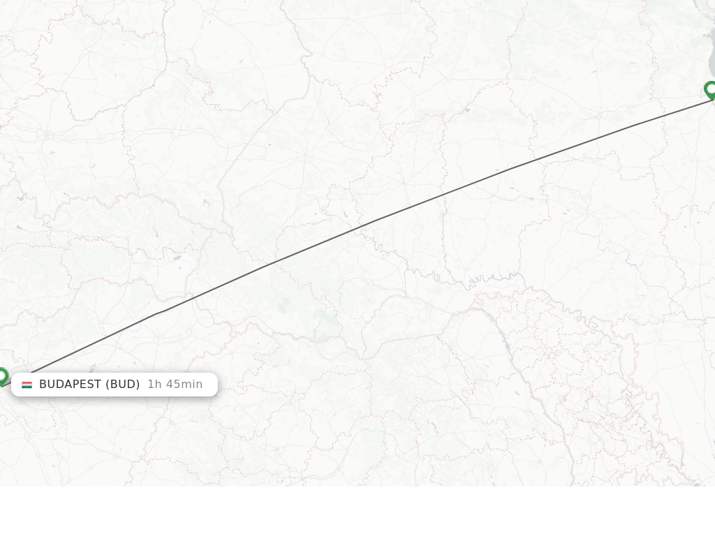 Flights from Kiev to Budapest route map