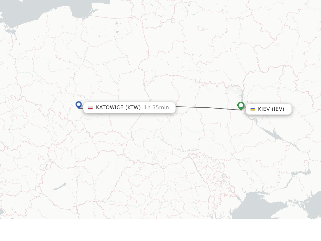 Flights from Katowice to Kiev route map