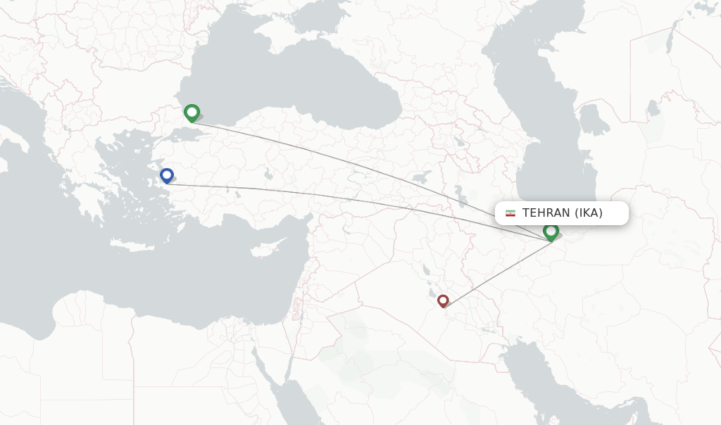 Flights from Tehran to Tabriz route map