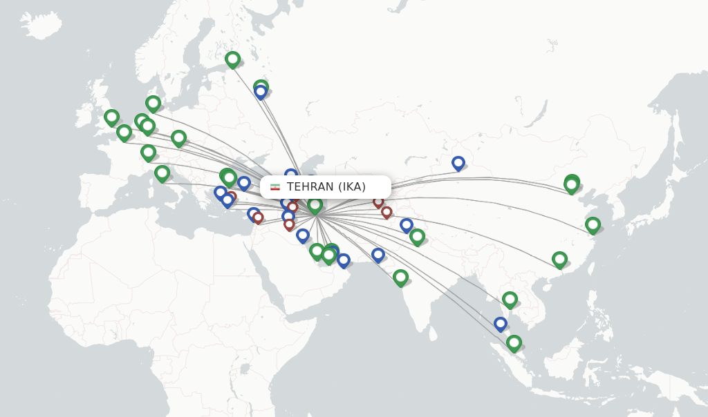 Tehran flight map