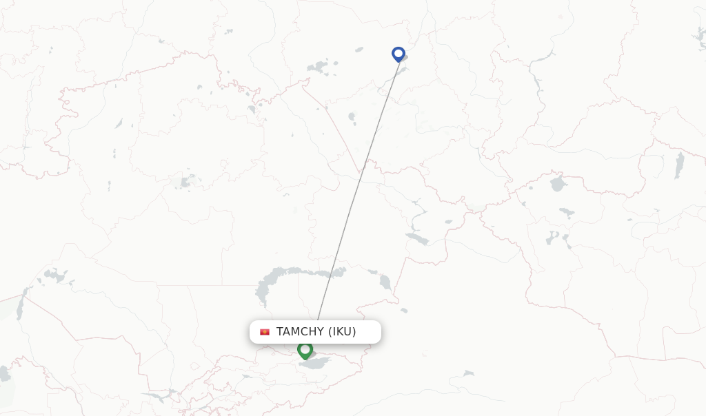 Flights from Tamchy to Almaty route map