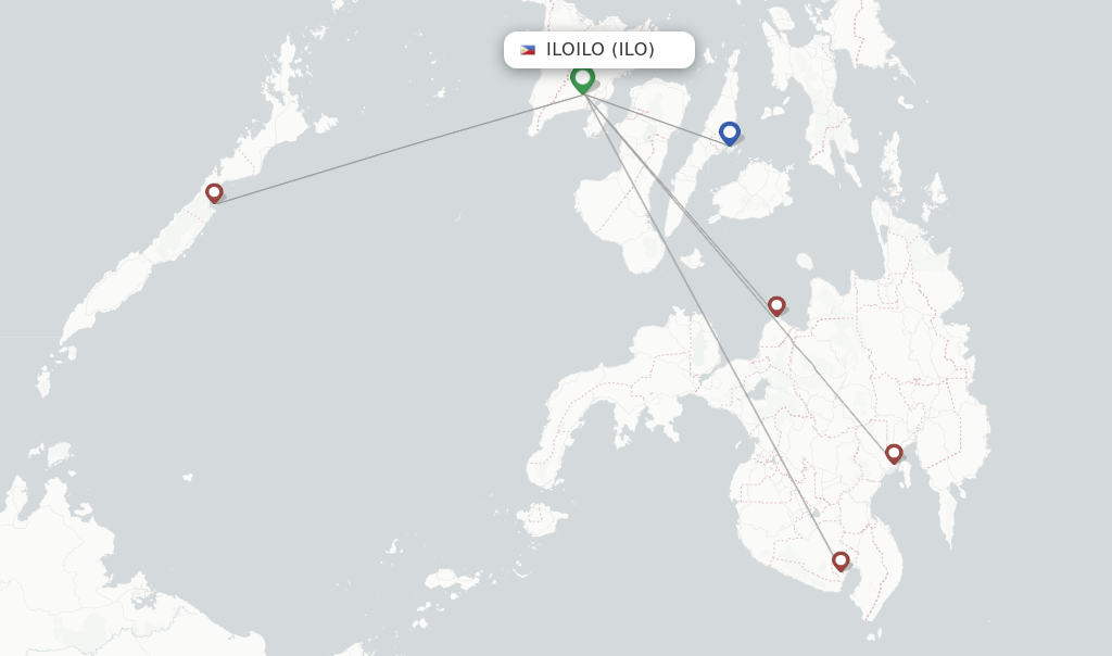 Route map with flights from Iloilo with Cebgo