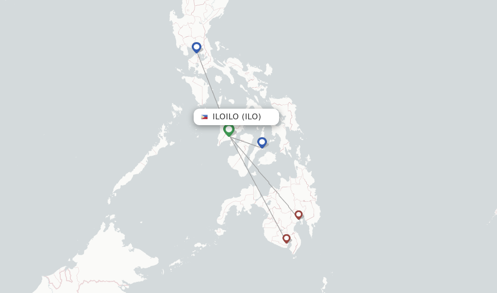 Route map with flights from Iloilo with PAL