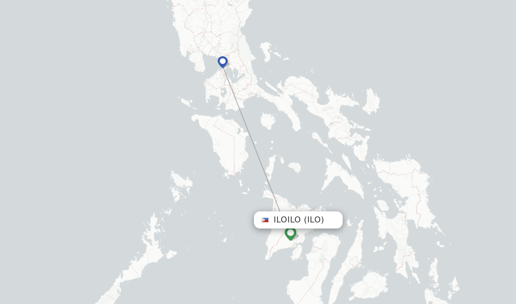 Route map with flights from Iloilo with Philippines AirAsia