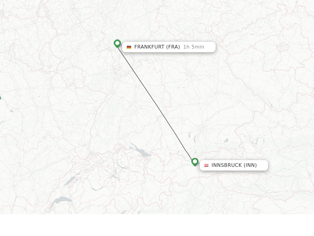 Flights from Innsbruck to Frankfurt route map