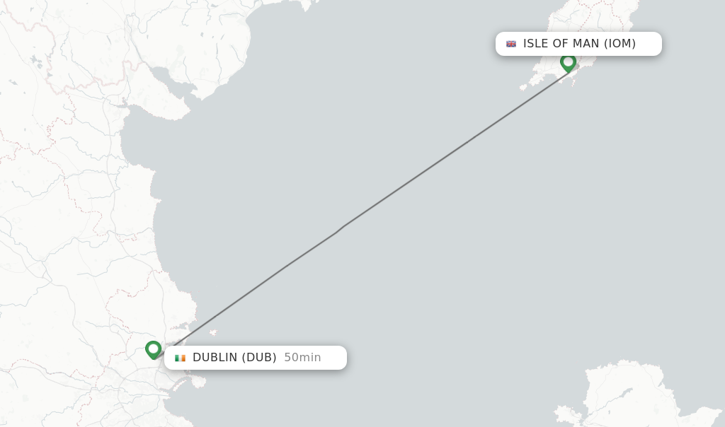 Flights from Isle Of Man to Dublin route map