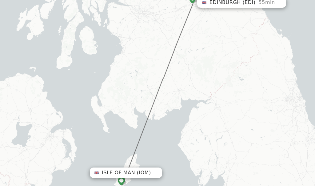 Flights from Isle Of Man to Edinburgh route map