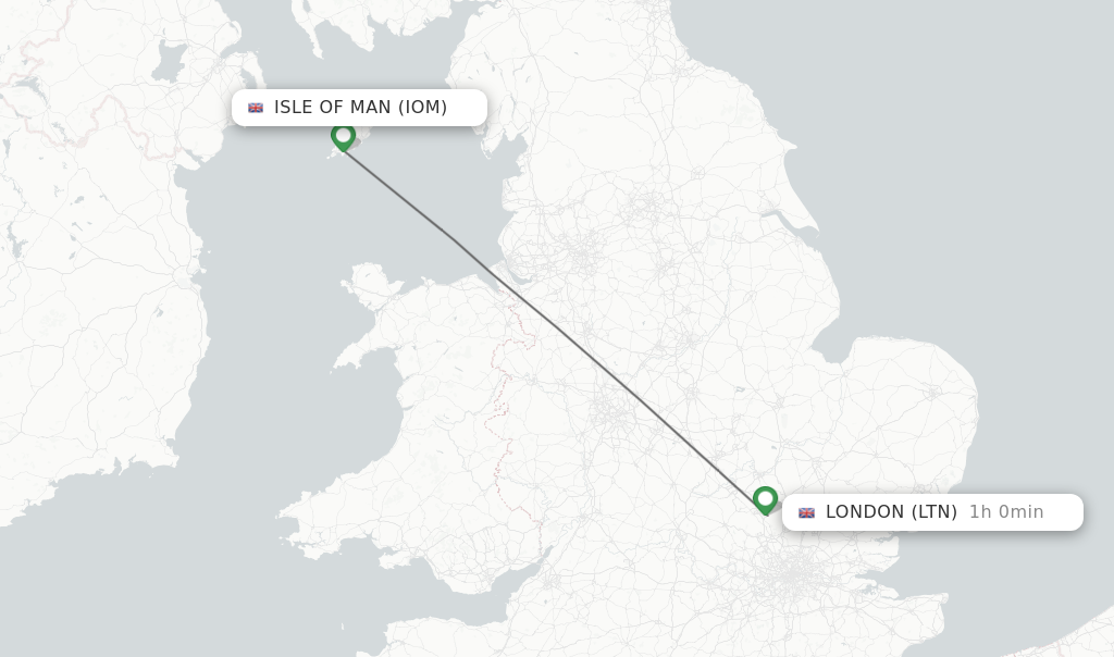 Flights from Isle Of Man to London route map